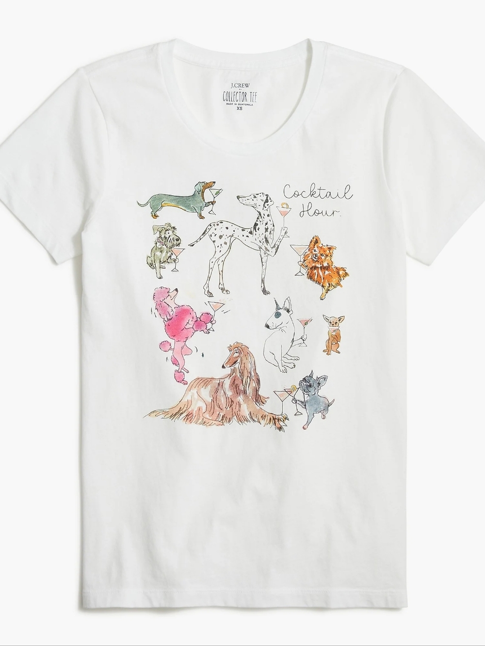 New! J.Crew Sz S Tee Cocktail Happy Hour Top Dogs Party Drinks Short Slv BJ085